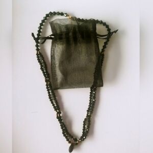 Jet Black Crystal Beaded Necklace | Handmade